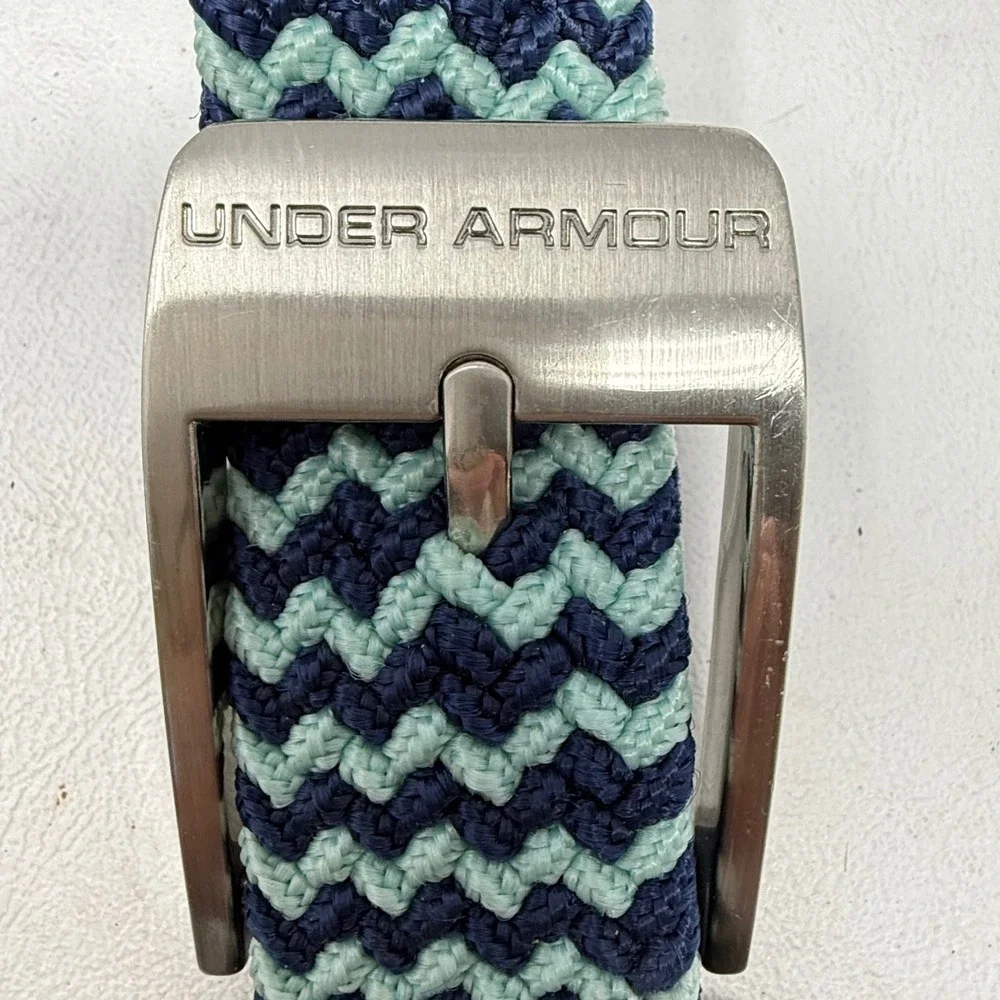 Under Armour Blue Green Stretch Golf Belt Zig Zag 1267067 Preppy Casual Hipster
